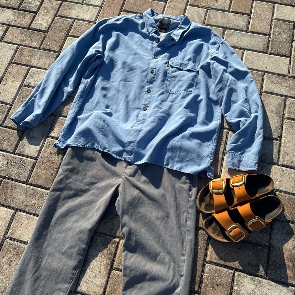 Vintage Weatherproof Blue Fish Button-Up Shirt — XXL 🐟💙